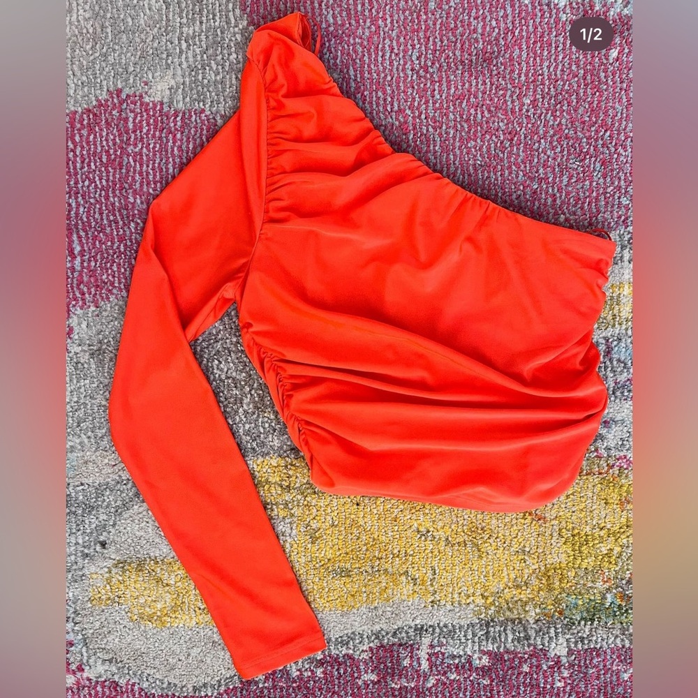 Orange Glam One Shoulder Top